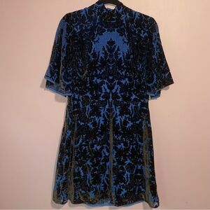 NEW Anthropologie Mock-Neck Burnout Velvet Mini Dress Womens Size 10 Whimsigoth